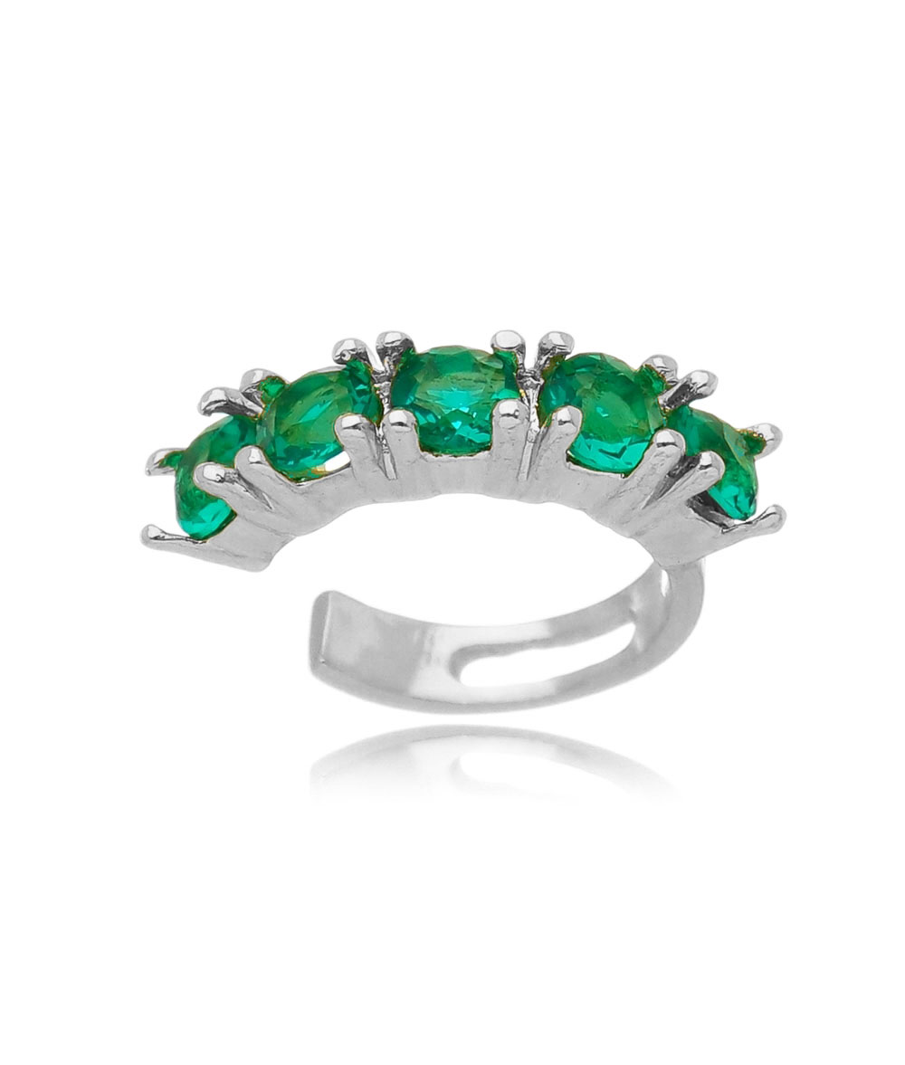 Vivara - Piercing Life Coloré Prata Cristal Verde Cravejado