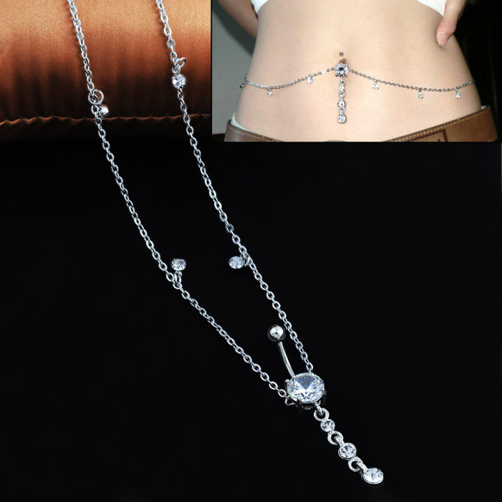 Various popular sellers on Shopee/Lazada - Butterfly Crystal Zircon Dangle Navel Jewelry