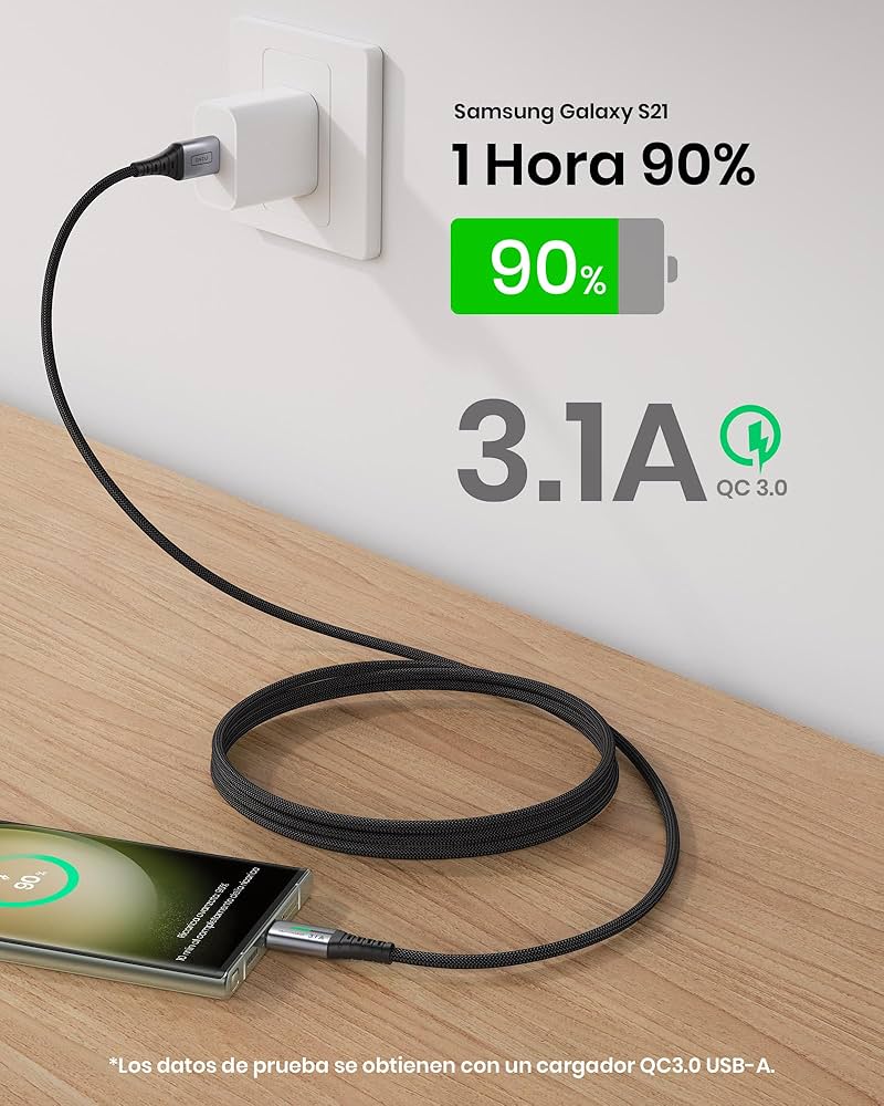 1Hora - Cable de Datos USB a Tipo C 1Hora Nailon Trenzado
