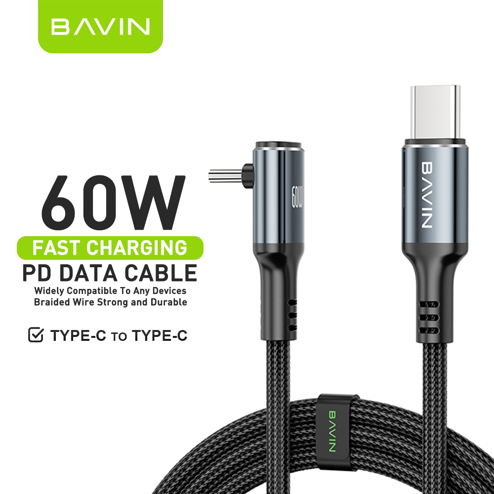BAVIN - CB336 60W/30W PD Fast Charging 90° Right-Angle USB-C Gaming Cable