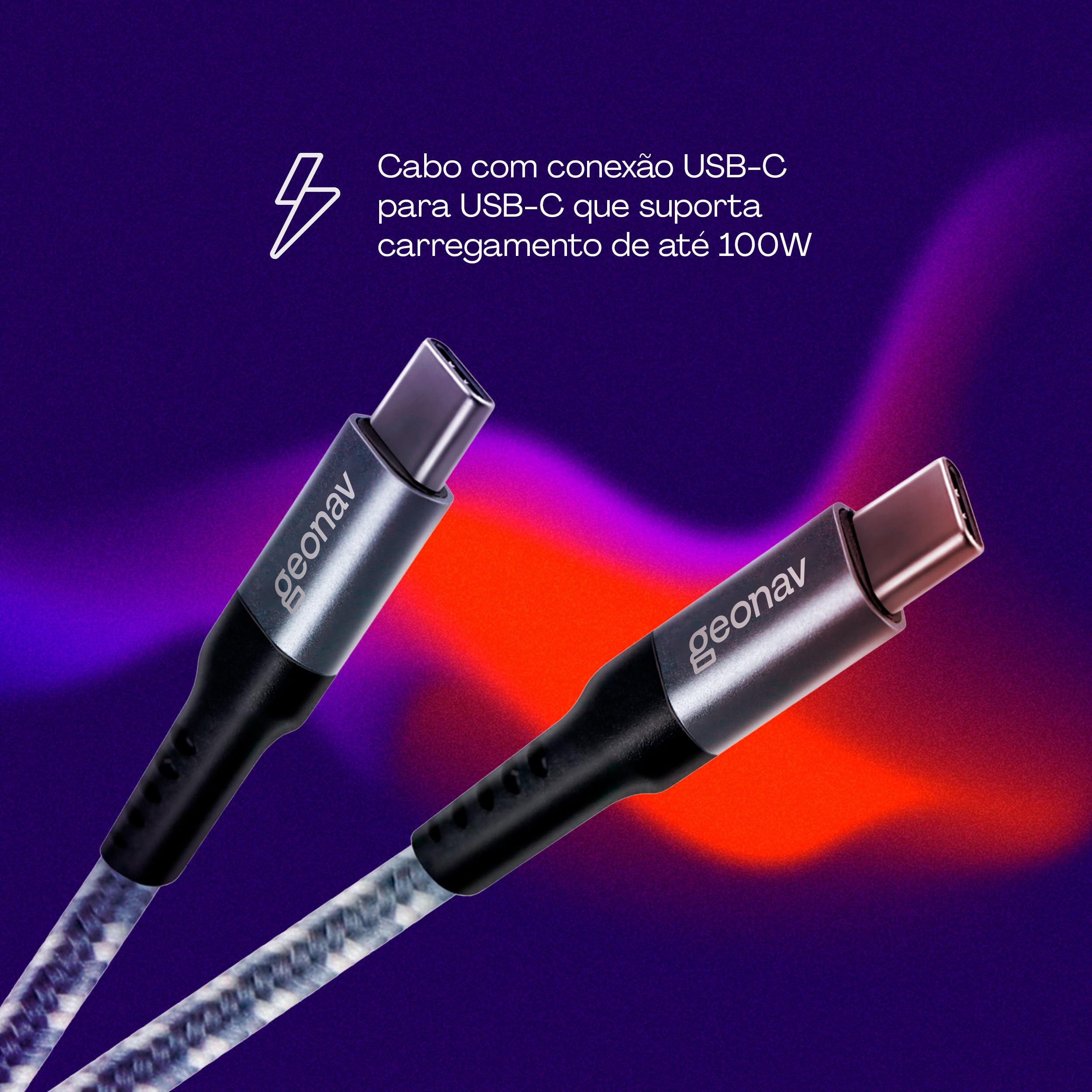 Geonav - Cabo USB-C para USB-C Carga Rápida Até 100 W Geonav UCC04