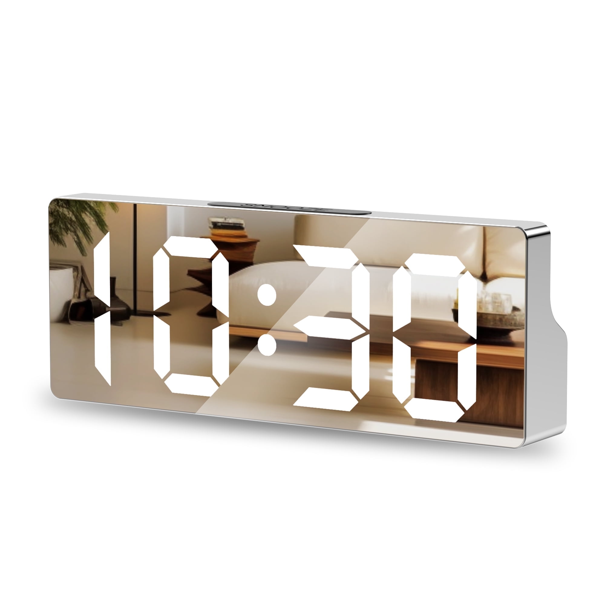 Generic - Multifunctional LED Digital Mirror Clock with Creative Curved Design