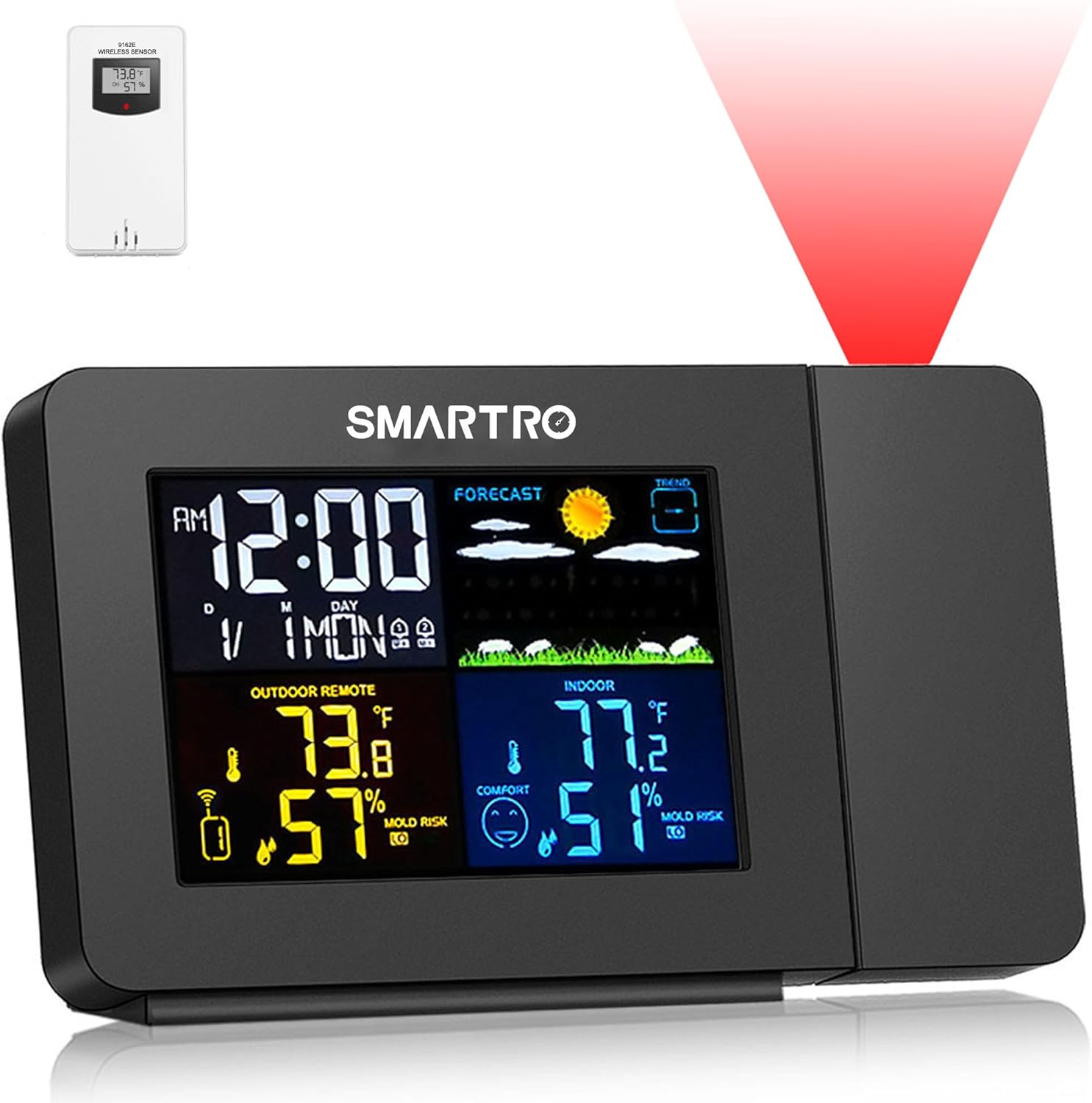 SMARTRO - SMARTRO SC91 Projection Alarm Clock with Weather Station