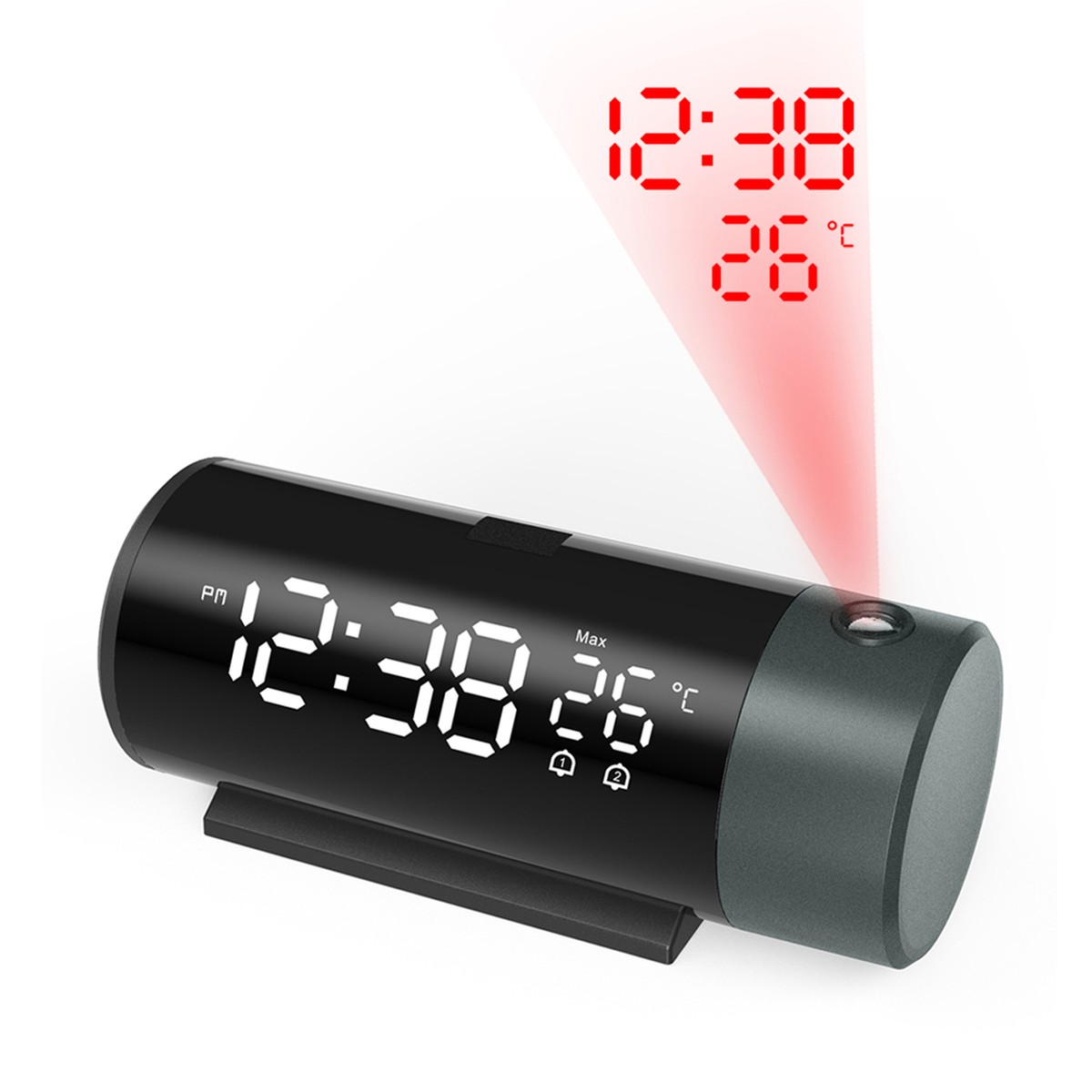 Unbranded/Generic - 180° Rotation LED Digital Projection Alarm Clock