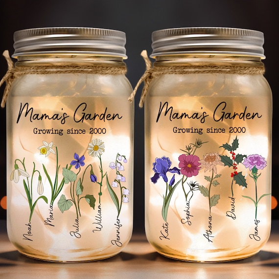 Various Etsy Sellers - Personalized Birth Flower Jar