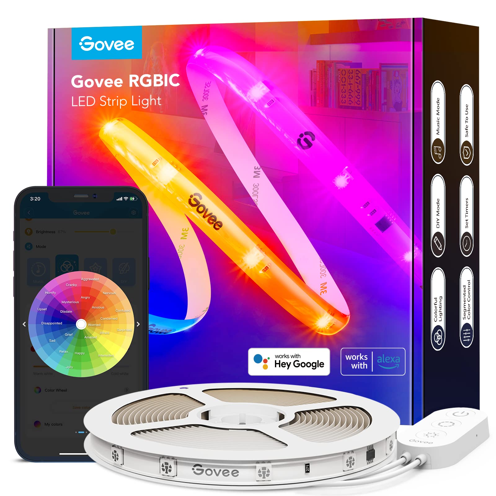 Govee - Govee RGBIC Wi-Fi + Bluetooth LED Strip Lights (H619c1d1 / H618E)
