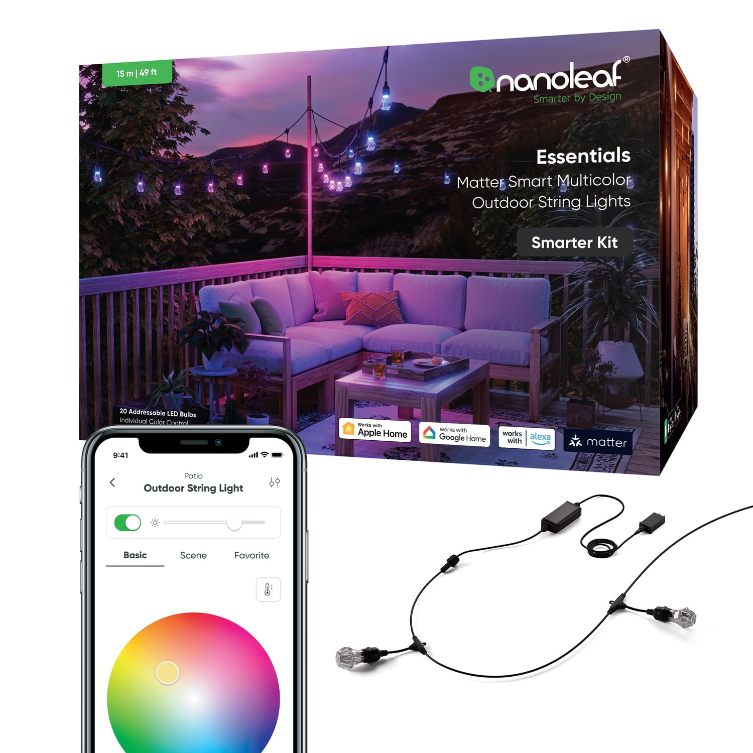 Nanoleaf - Essentials Matter Smart Multicolor Outdoor String Lights