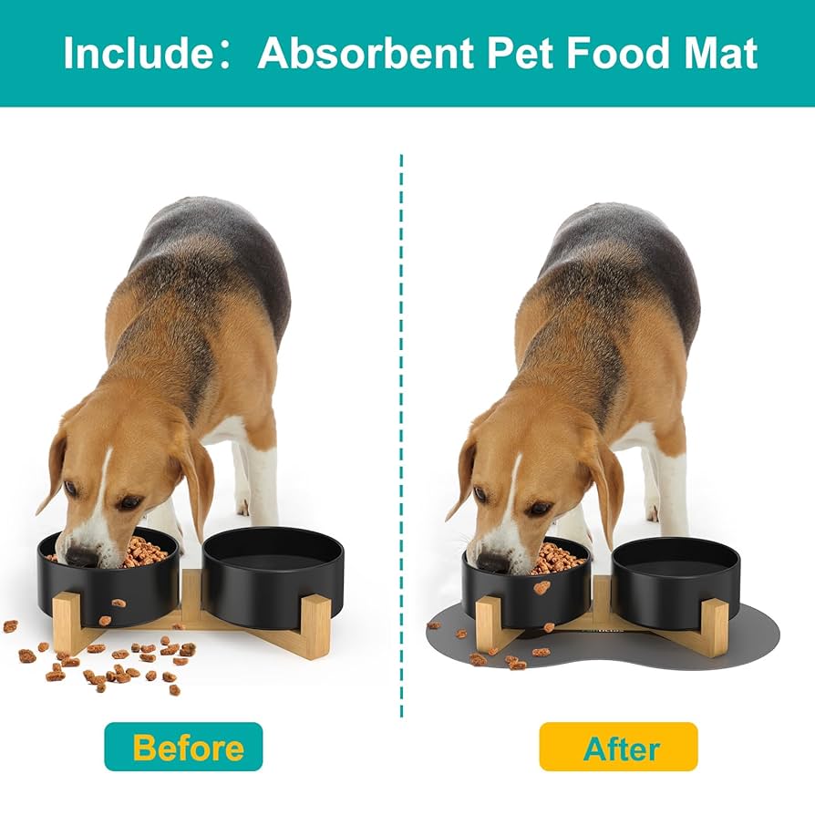 Reddy - Reddy Comedero Elevado Doble de Cerámica con Base de Bambú