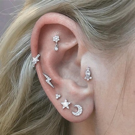 Maria Tash - Diamond Moon Threaded Stud