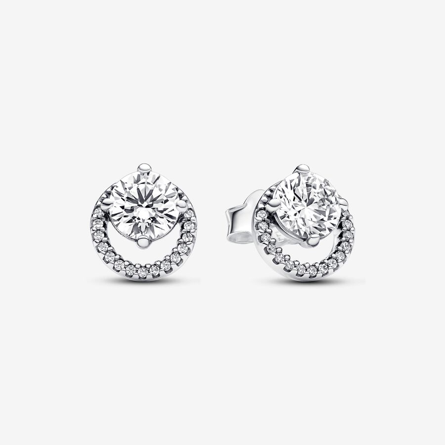 Pandora - Sparkling Round Halo Stud Earrings