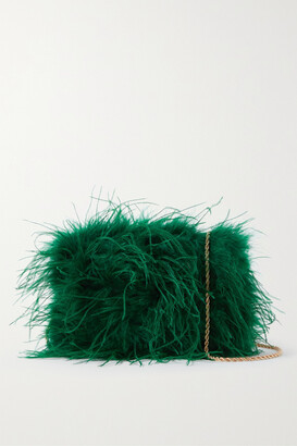 Loeffler Randall - Zahara Feather-Embellished Satin Clutch