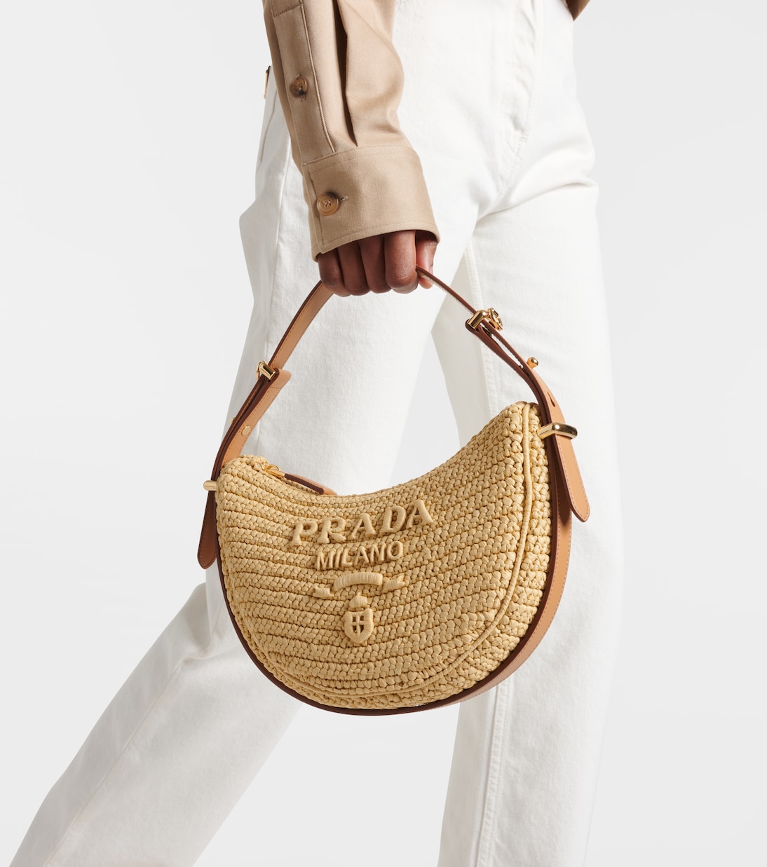 Prada - Arqué Woven Shoulder Bag