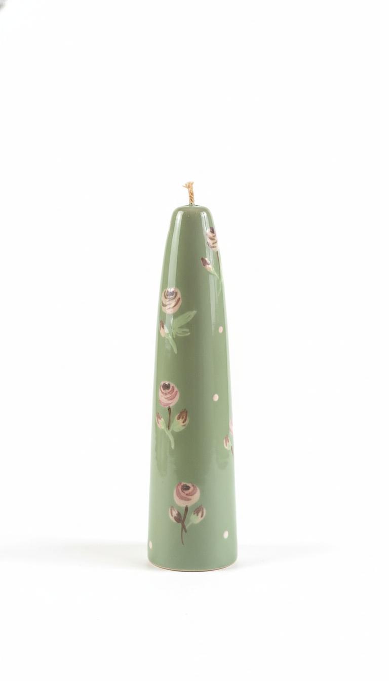 Sage Green Floral Ceramic Candle Candles