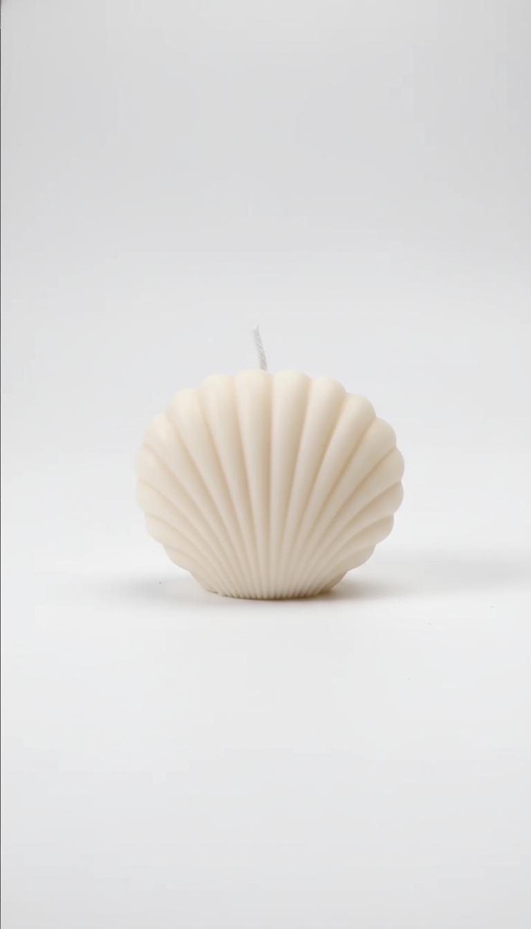 Cream Seashell Sculptural Candle Candles