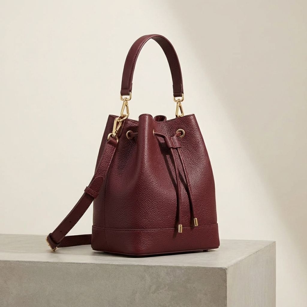 The Structured Leather Bucket Bag — product image