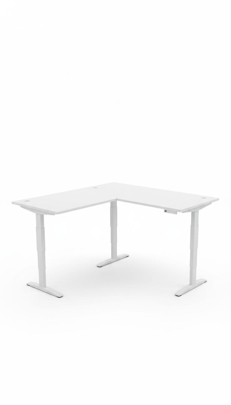 White L-Shaped Ergonomic Sit-Stand Desk