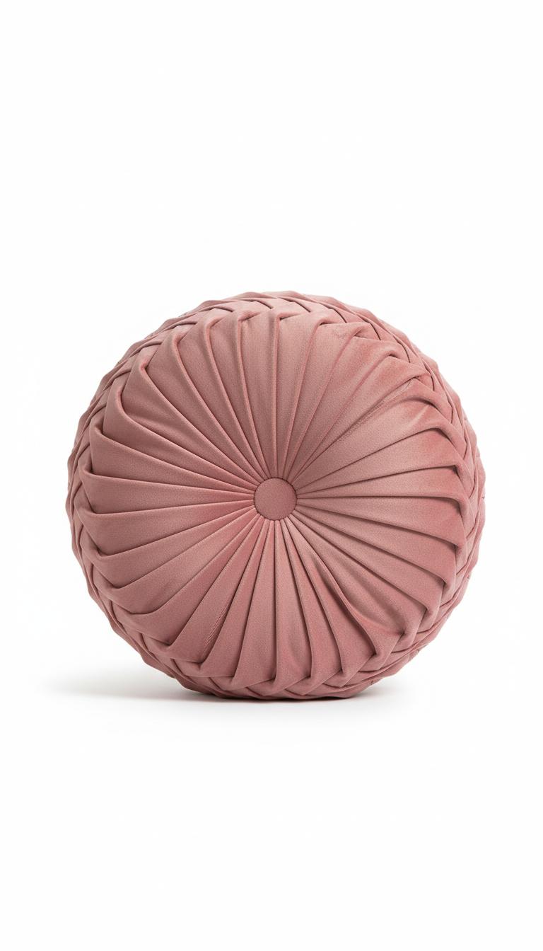 Dusty Pink Pleated Velvet Geometric Patterns Throw Pillows