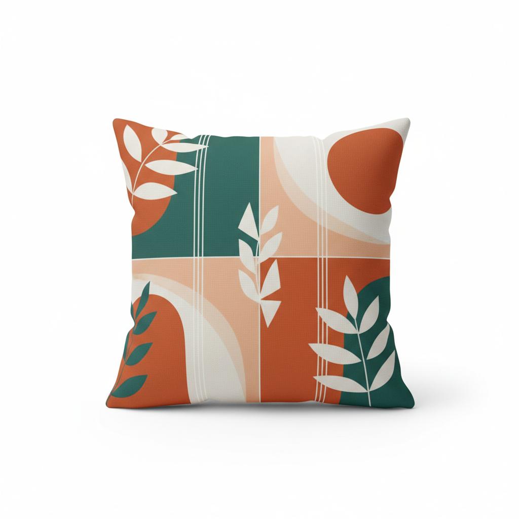 Terracotta And Teal Abstract Geometric Patterns Throw Pillows