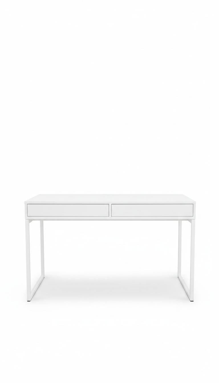 White Two-Drawer Minimalist Writing Desk