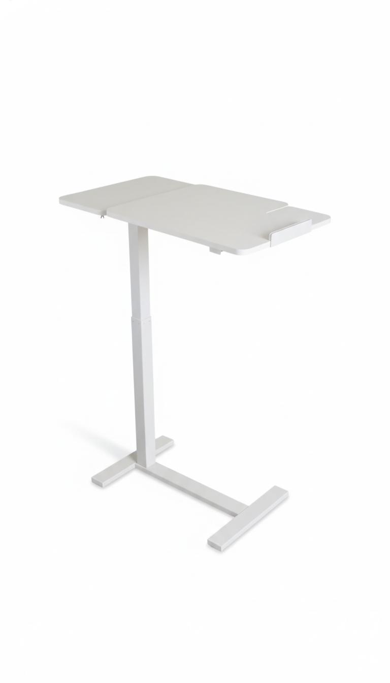 White Mobile Overbed Multifunctional Bed Trays