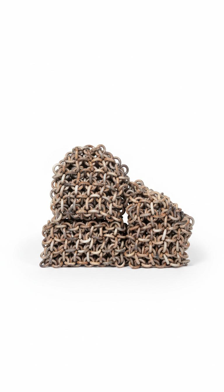 Ceramic Chain Mail Organic Modern Sculptures