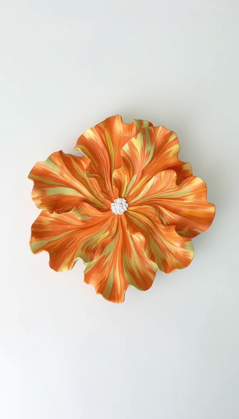 Orange And Green Wavy Organic Modern Sculptures
