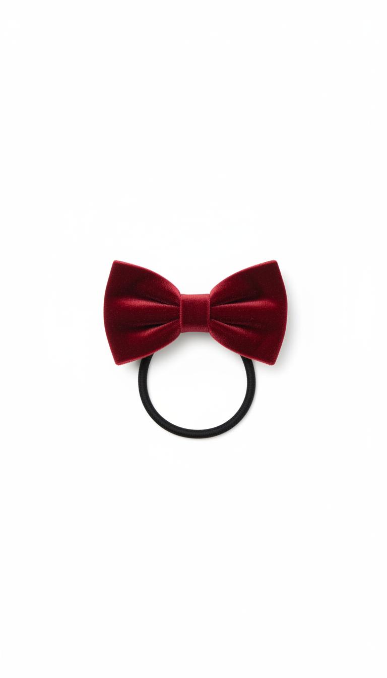 Burgundy Velvet Romantic Accent Bows Hair Ties
