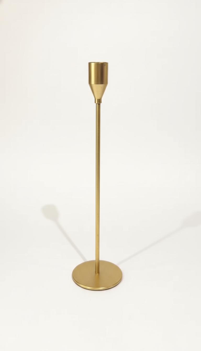 Slender Brushed Gold Scandinavian Design Candle Holders