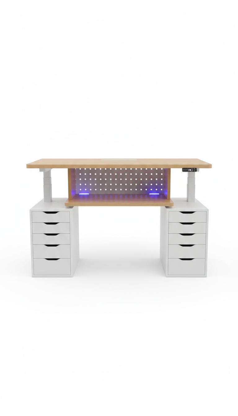 Motorized Two-Tier Tech-Integrated Desk