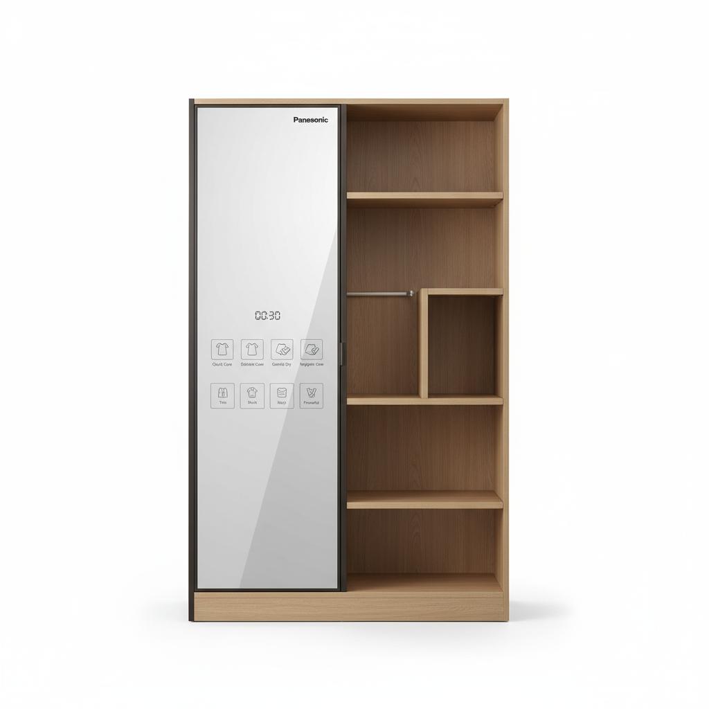 Light Wood Mirrored Door The Smart-Tech Closet home organization & storage