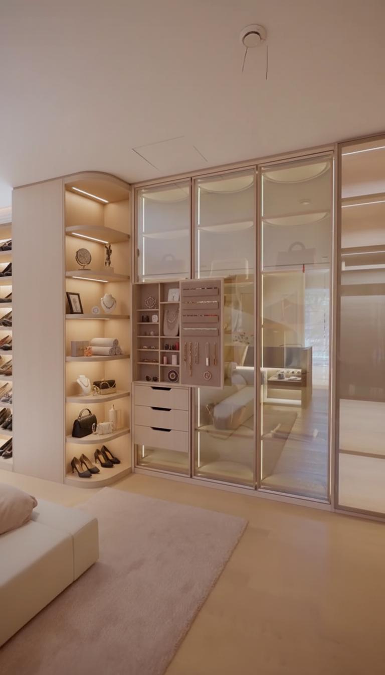 LED Illuminated Walk-In The Smart-Tech Closet home organization & storage