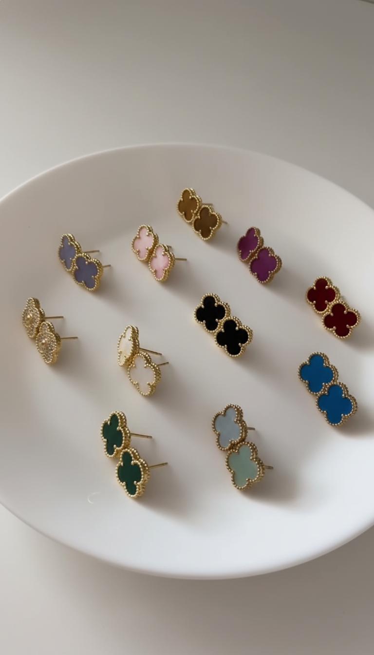 Gold Clover Tiny Floral and Nature Studs